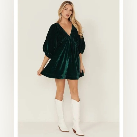 NWT Free People Portia Velvet Mini Dress Sz XS - Picture 2 of 10